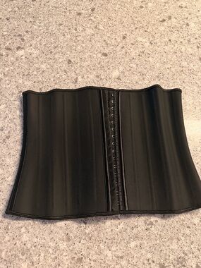 Black Waist Trainer Corset with Front Hook Closure And 24 Bone Steel New